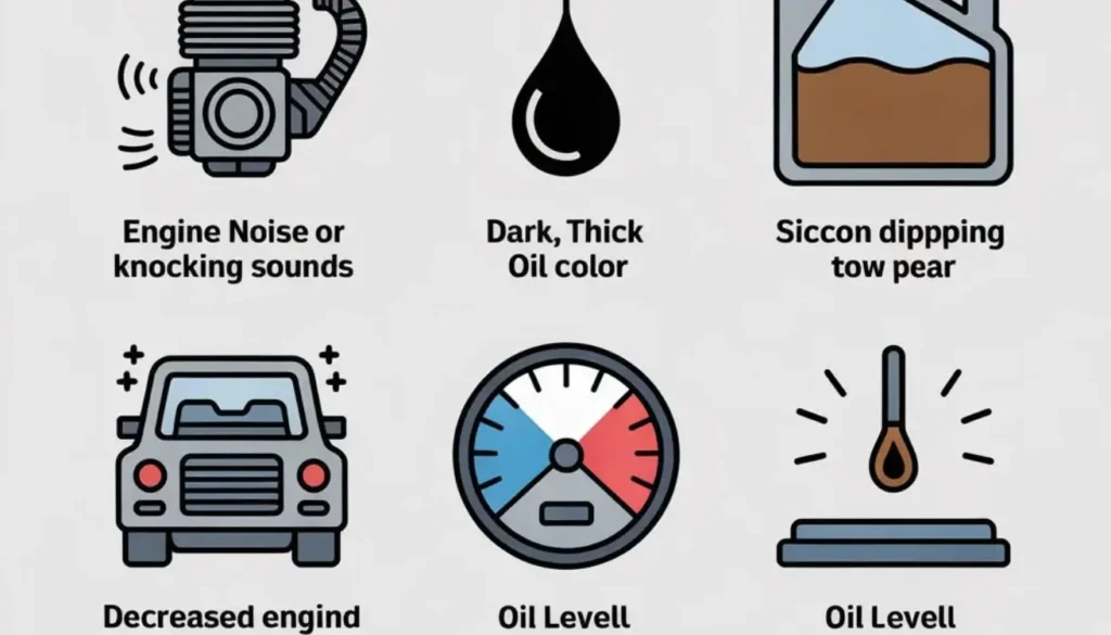 Common signs your 2017 Ford Escape oil type needs changing, like dark oil or low oil level warnings.