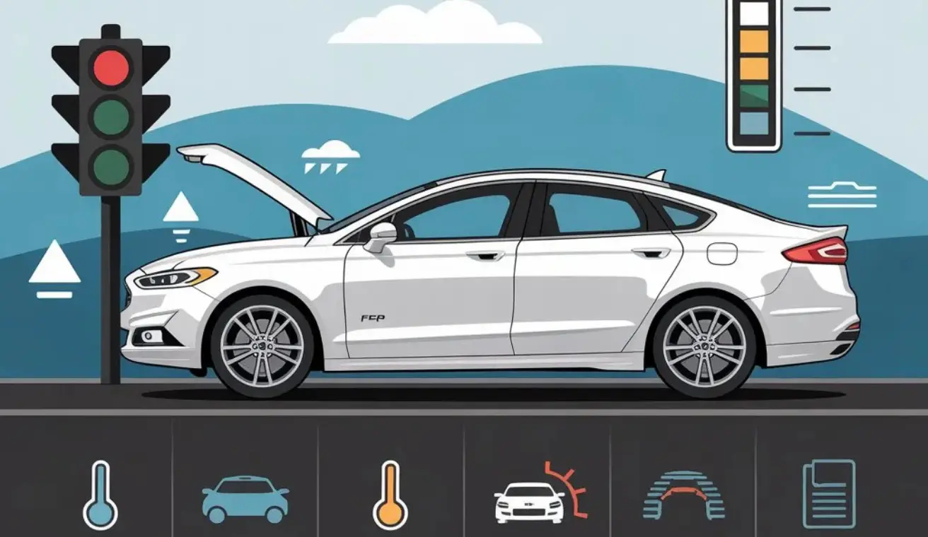 Infographic showing tips for using Auto Start on a Ford Fusion with safety, fuel efficiency, and battery health.
