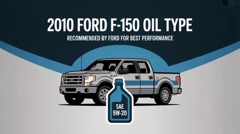 Illustration showing the recommended 2010 Ford F-150 oil type SAE 5W-20 for best performance.