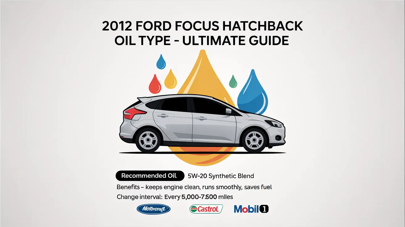 “2012 Ford Focus Hatchback oil type guide showing recommended 5W-20 synthetic blend for best engine performance.”