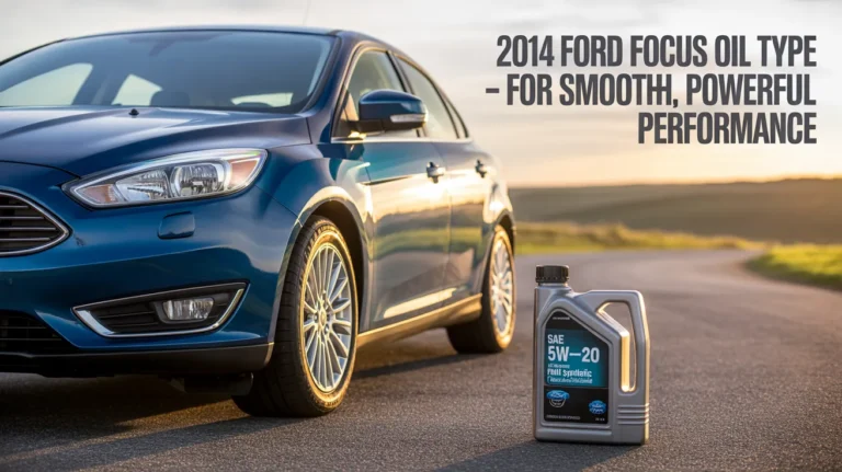 “2014 Ford Focus Oil Type explained with a Ford Focus car and SAE 5W-20 engine oil for optimal performance.”